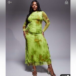 ASOS Design curve long sleeve mesh maxi dress